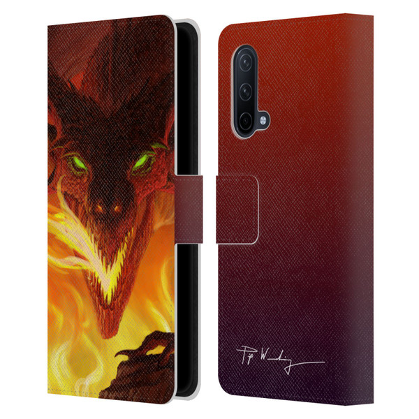 Piya Wannachaiwong Dragons Of Fire Glare Leather Book Wallet Case Cover For OnePlus Nord CE 5G