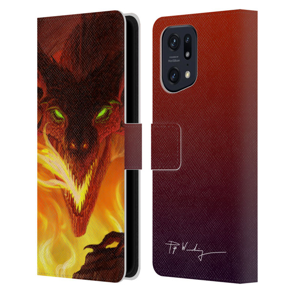 Piya Wannachaiwong Dragons Of Fire Glare Leather Book Wallet Case Cover For OPPO Find X5