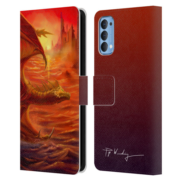 Piya Wannachaiwong Dragons Of Fire Lakeside Leather Book Wallet Case Cover For OPPO Reno 4 5G