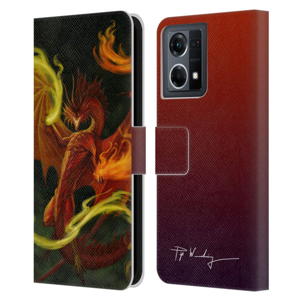 Piya Wannachaiwong Dragons Of Fire Magical Leather Book Wallet Case Cover For OPPO Reno8 4G