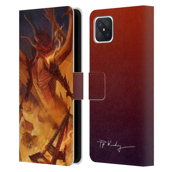 Piya Wannachaiwong Dragons Of Fire Dragonfire Leather Book Wallet Case Cover For OPPO Reno4 Z 5G