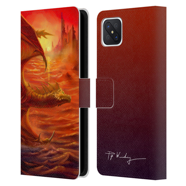 Piya Wannachaiwong Dragons Of Fire Lakeside Leather Book Wallet Case Cover For OPPO Reno4 Z 5G