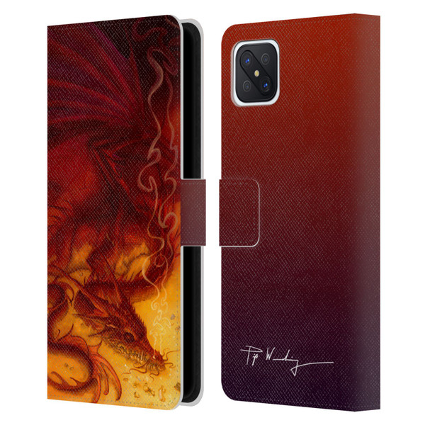 Piya Wannachaiwong Dragons Of Fire Treasure Leather Book Wallet Case Cover For OPPO Reno4 Z 5G