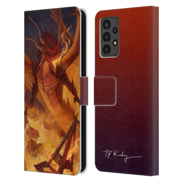 Piya Wannachaiwong Dragons Of Fire Dragonfire Leather Book Wallet Case Cover For Samsung Galaxy A13 (2022)