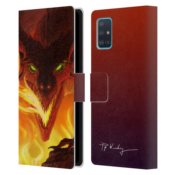 Piya Wannachaiwong Dragons Of Fire Glare Leather Book Wallet Case Cover For Samsung Galaxy A51 (2019)