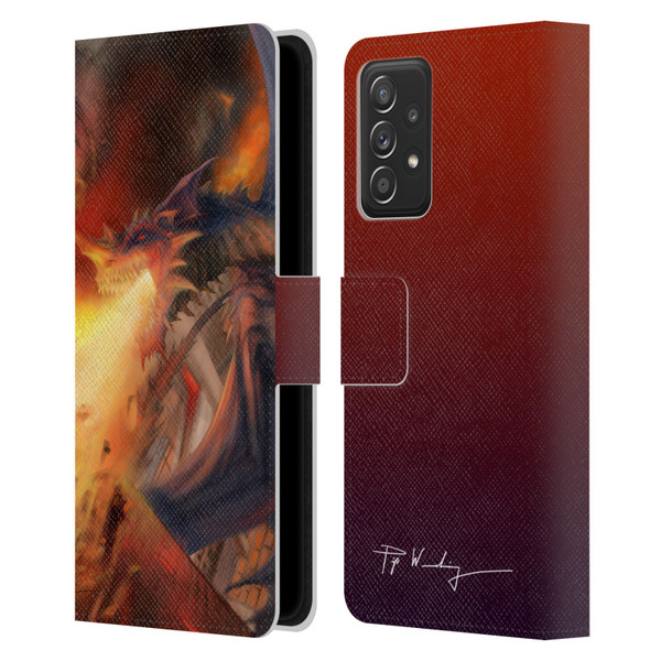 Piya Wannachaiwong Dragons Of Fire Blast Leather Book Wallet Case Cover For Samsung Galaxy A53 5G (2022)