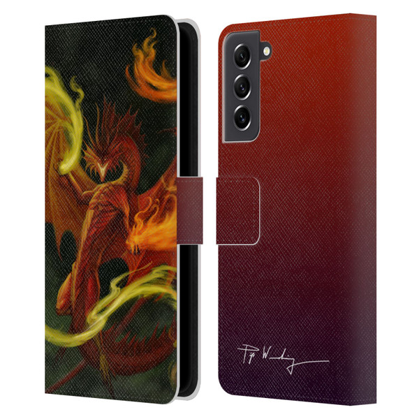 Piya Wannachaiwong Dragons Of Fire Magical Leather Book Wallet Case Cover For Samsung Galaxy S21 FE 5G