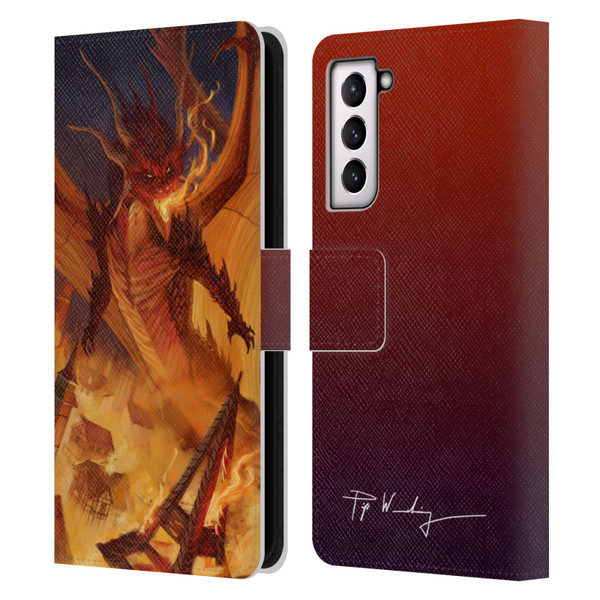 Piya Wannachaiwong Dragons Of Fire Dragonfire Leather Book Wallet Case Cover For Samsung Galaxy S21 5G