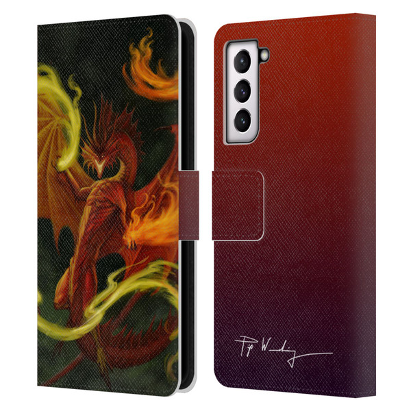 Piya Wannachaiwong Dragons Of Fire Magical Leather Book Wallet Case Cover For Samsung Galaxy S21 5G