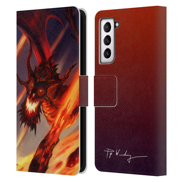 Piya Wannachaiwong Dragons Of Fire Soar Leather Book Wallet Case Cover For Samsung Galaxy S21 5G