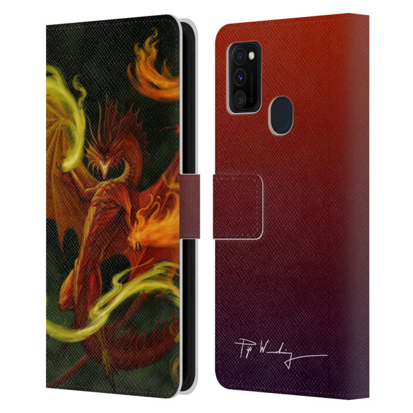 Piya Wannachaiwong Dragons Of Fire Magical Leather Book Wallet Case Cover For Samsung Galaxy M30s (2019)/M21 (2020)