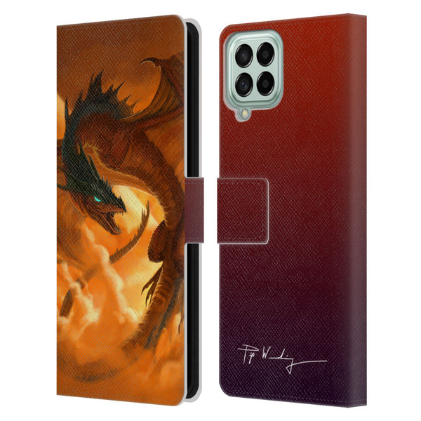 Piya Wannachaiwong Dragons Of Fire Sunrise Leather Book Wallet Case Cover For Samsung Galaxy M33 (2022)