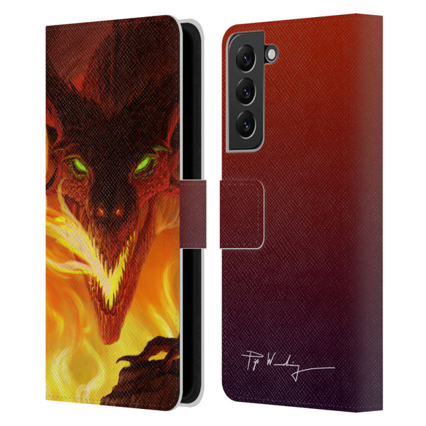 Piya Wannachaiwong Dragons Of Fire Glare Leather Book Wallet Case Cover For Samsung Galaxy S22+ 5G