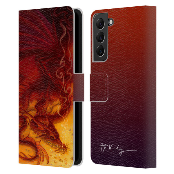 Piya Wannachaiwong Dragons Of Fire Treasure Leather Book Wallet Case Cover For Samsung Galaxy S22+ 5G