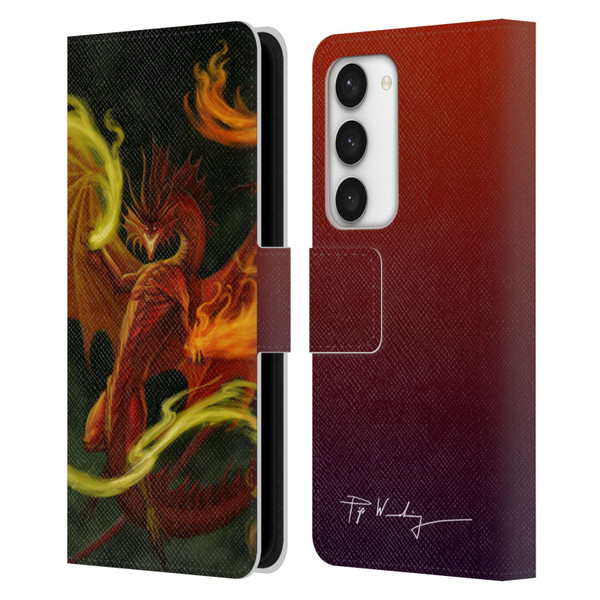 Piya Wannachaiwong Dragons Of Fire Magical Leather Book Wallet Case Cover For Samsung Galaxy S23 5G
