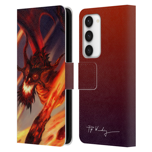 Piya Wannachaiwong Dragons Of Fire Soar Leather Book Wallet Case Cover For Samsung Galaxy S23 5G