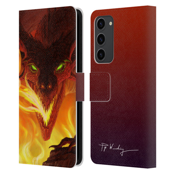 Piya Wannachaiwong Dragons Of Fire Glare Leather Book Wallet Case Cover For Samsung Galaxy S23+ 5G