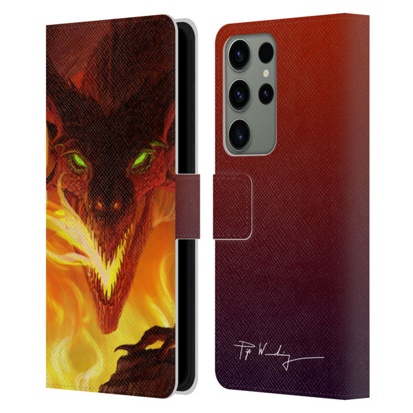 Piya Wannachaiwong Dragons Of Fire Glare Leather Book Wallet Case Cover For Samsung Galaxy S23 Ultra 5G