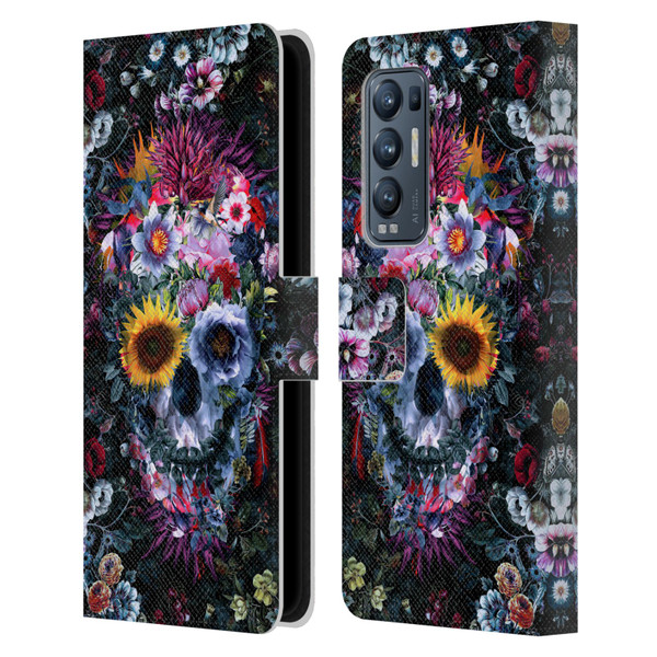 Riza Peker Skulls 9 Skull Leather Book Wallet Case Cover For OPPO Find X3 Neo / Reno5 Pro+ 5G