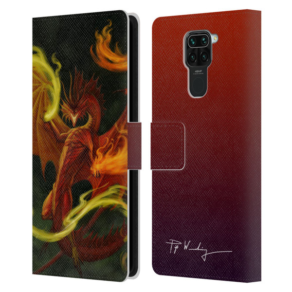 Piya Wannachaiwong Dragons Of Fire Magical Leather Book Wallet Case Cover For Xiaomi Redmi Note 9 / Redmi 10X 4G