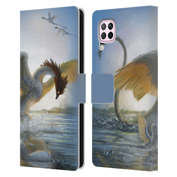 Piya Wannachaiwong Dragons Of Sea And Storms Swan Dragon Leather Book Wallet Case Cover For Huawei Nova 6 SE / P40 Lite