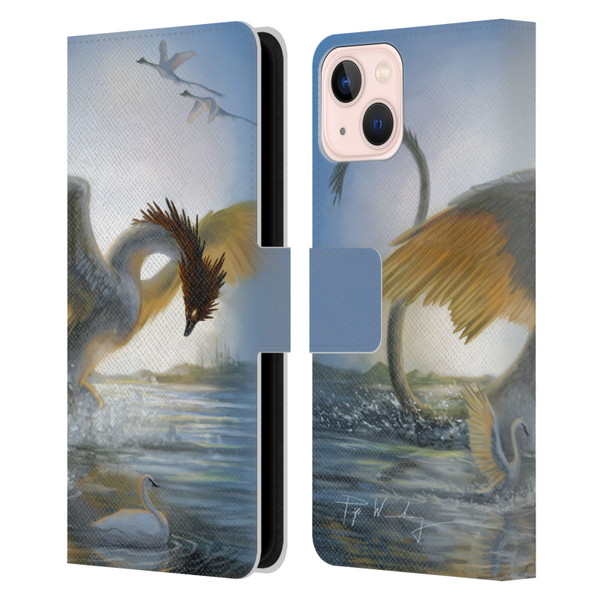 Piya Wannachaiwong Dragons Of Sea And Storms Swan Dragon Leather Book Wallet Case Cover For Apple iPhone 13