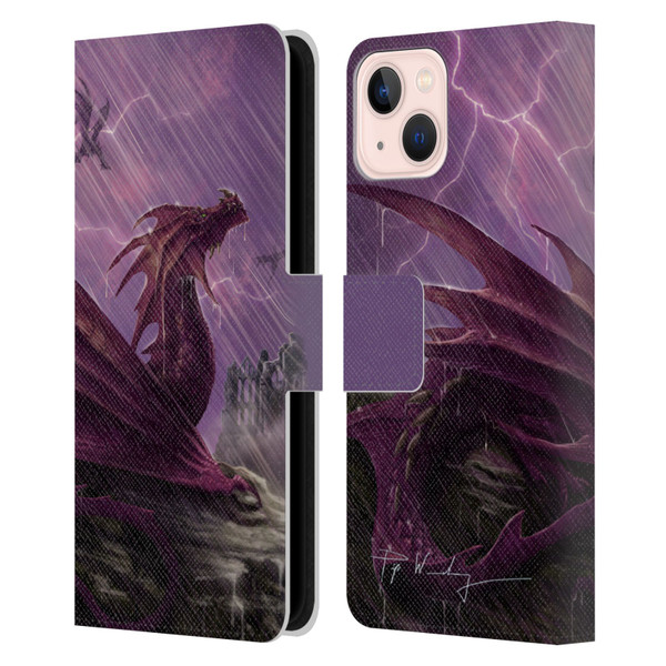 Piya Wannachaiwong Dragons Of Sea And Storms Thunderstorm Dragon Leather Book Wallet Case Cover For Apple iPhone 13