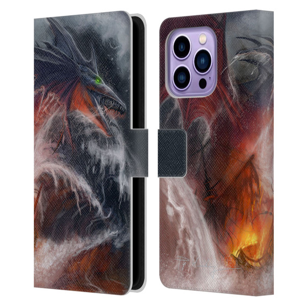 Piya Wannachaiwong Dragons Of Sea And Storms Sea Fire Dragon Leather Book Wallet Case Cover For Apple iPhone 14 Pro Max