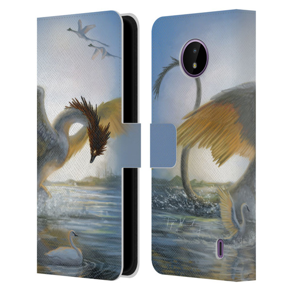 Piya Wannachaiwong Dragons Of Sea And Storms Swan Dragon Leather Book Wallet Case Cover For Nokia C10 / C20