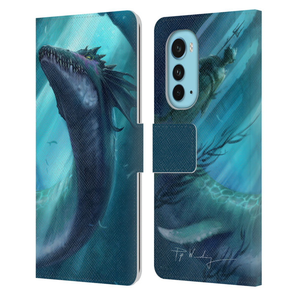 Piya Wannachaiwong Dragons Of Sea And Storms Dragon Of Atlantis Leather Book Wallet Case Cover For Motorola Edge (2022)