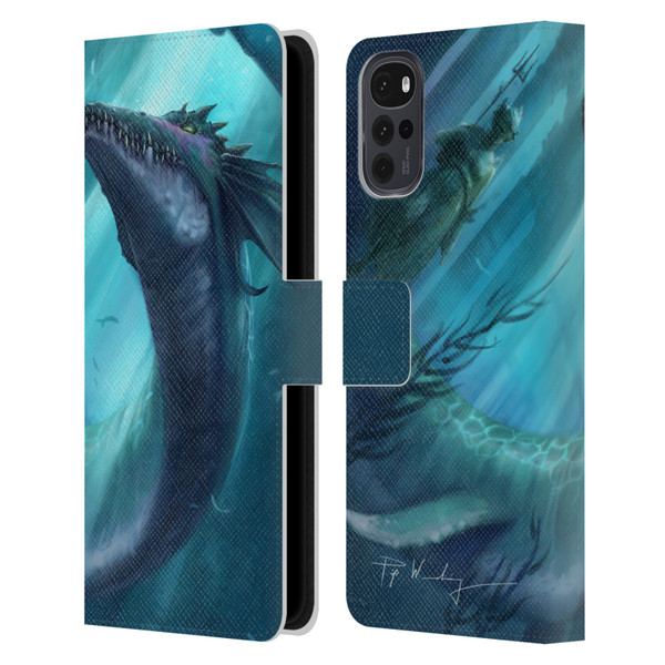 Piya Wannachaiwong Dragons Of Sea And Storms Dragon Of Atlantis Leather Book Wallet Case Cover For Motorola Moto G22