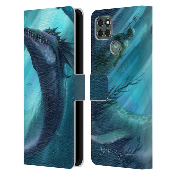 Piya Wannachaiwong Dragons Of Sea And Storms Dragon Of Atlantis Leather Book Wallet Case Cover For Motorola Moto G9 Power