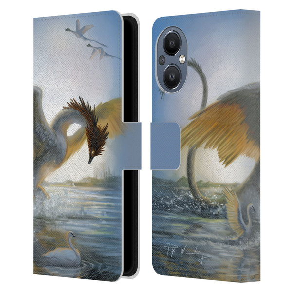 Piya Wannachaiwong Dragons Of Sea And Storms Swan Dragon Leather Book Wallet Case Cover For OnePlus Nord N20 5G