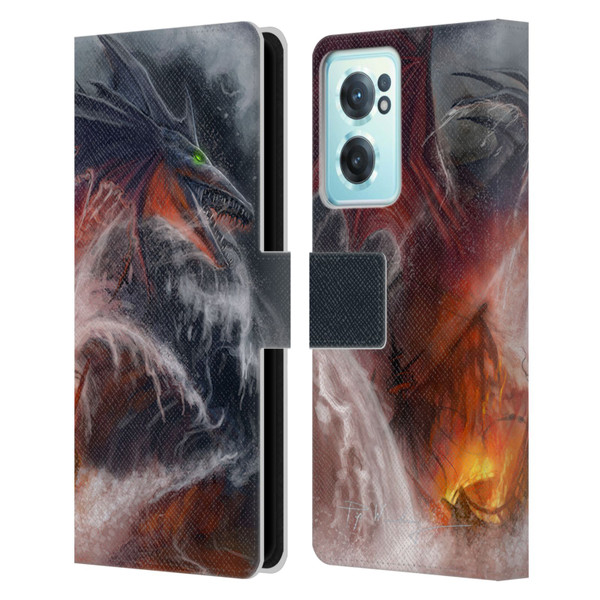 Piya Wannachaiwong Dragons Of Sea And Storms Sea Fire Dragon Leather Book Wallet Case Cover For OnePlus Nord CE 2 5G