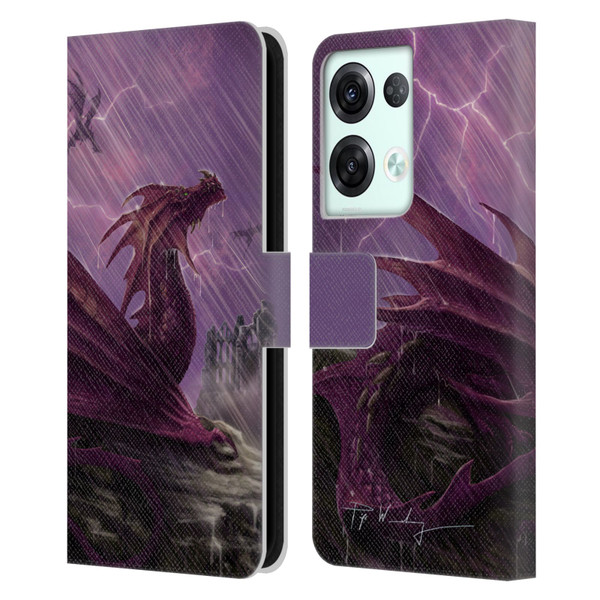 Piya Wannachaiwong Dragons Of Sea And Storms Thunderstorm Dragon Leather Book Wallet Case Cover For OPPO Reno8 Pro