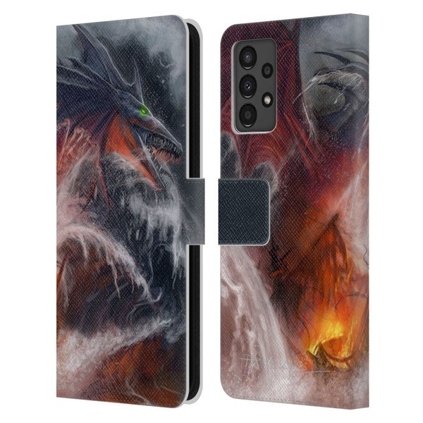 Piya Wannachaiwong Dragons Of Sea And Storms Sea Fire Dragon Leather Book Wallet Case Cover For Samsung Galaxy A13 (2022)