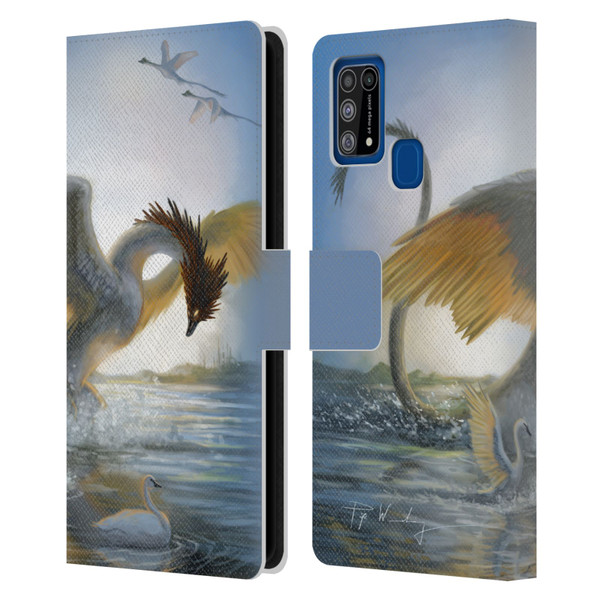 Piya Wannachaiwong Dragons Of Sea And Storms Swan Dragon Leather Book Wallet Case Cover For Samsung Galaxy M31 (2020)