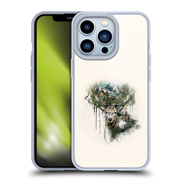 Riza Peker Animal Abstract Deer Wilderness Soft Gel Case for Apple iPhone 13 Pro