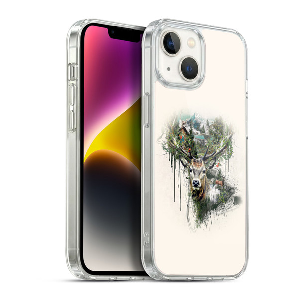 Riza Peker Animal Abstract Deer Wilderness Soft Gel Case for Apple iPhone 14