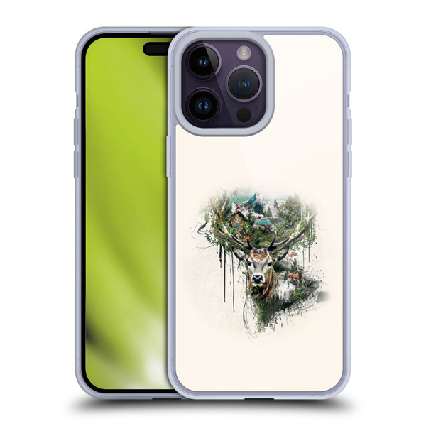 Riza Peker Animal Abstract Deer Wilderness Soft Gel Case for Apple iPhone 14 Pro Max