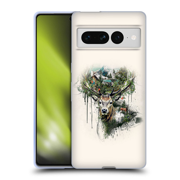 Riza Peker Animal Abstract Deer Wilderness Soft Gel Case for Google Pixel 7 Pro