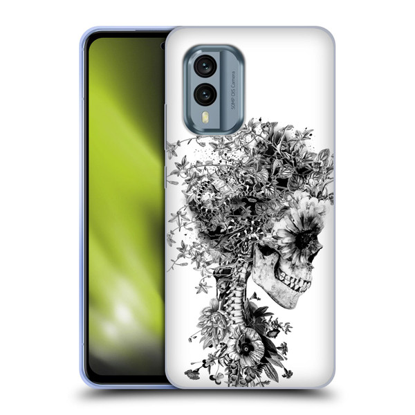 Riza Peker Skulls 6 Black And White Soft Gel Case for Nokia X30