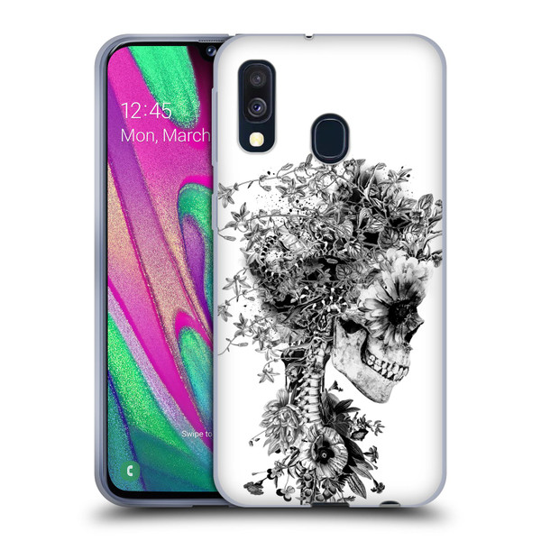 Riza Peker Skulls 6 Black And White Soft Gel Case for Samsung Galaxy A40 (2019)