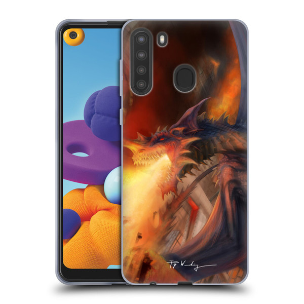 Piya Wannachaiwong Dragons Of Fire Blast Soft Gel Case for Samsung Galaxy A21 (2020)