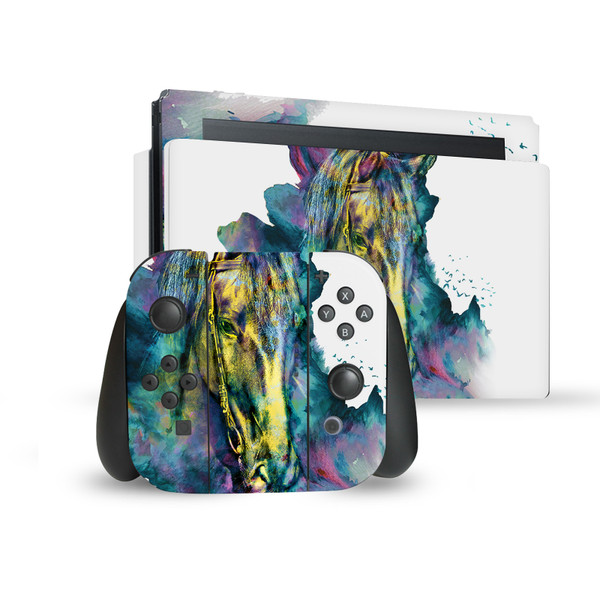 Riza Peker Art Mix Horse Vinyl Sticker Skin Decal Cover for Nintendo Switch Bundle