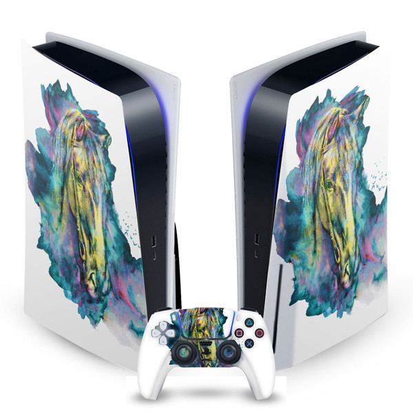 Riza Peker Art Mix Horse Vinyl Sticker Skin Decal Cover for Sony PS5 Disc Edition Bundle