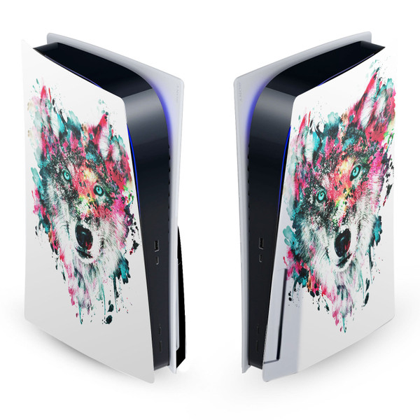 Riza Peker Art Mix Wolf Vinyl Sticker Skin Decal Cover for Sony PS5 Disc Edition Console