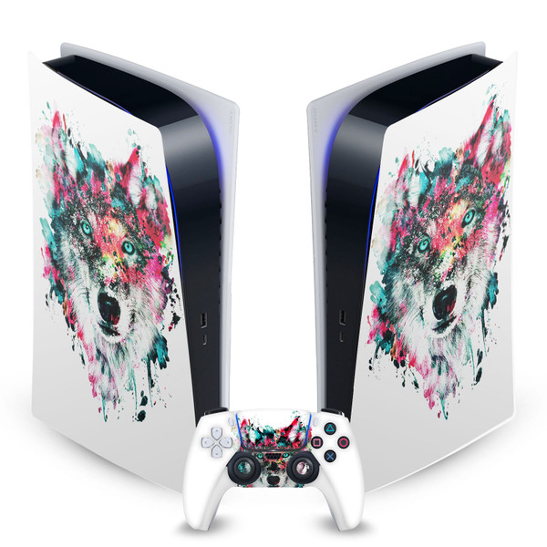 Riza Peker Art Mix Wolf Vinyl Sticker Skin Decal Cover for Sony PS5 Digital Edition Bundle