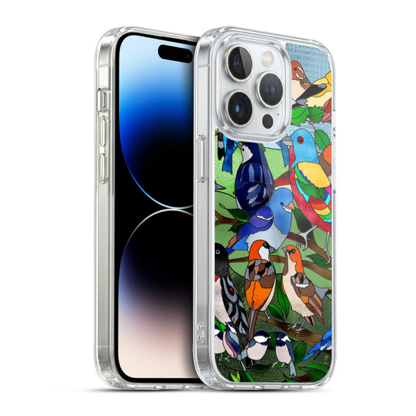 Suzan Lind Birds Stained Glass Soft Gel Case for Apple iPhone 14 Pro & MagSafe