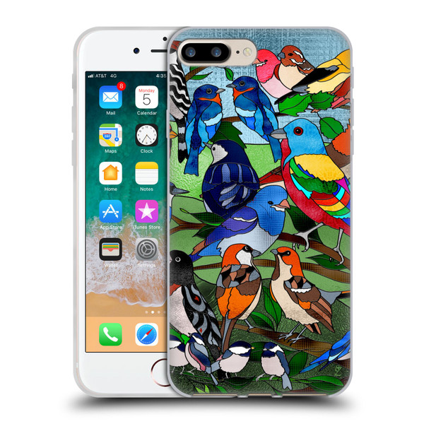 Suzan Lind Birds Stained Glass Soft Gel Case for Apple iPhone 7 Plus / iPhone 8 Plus